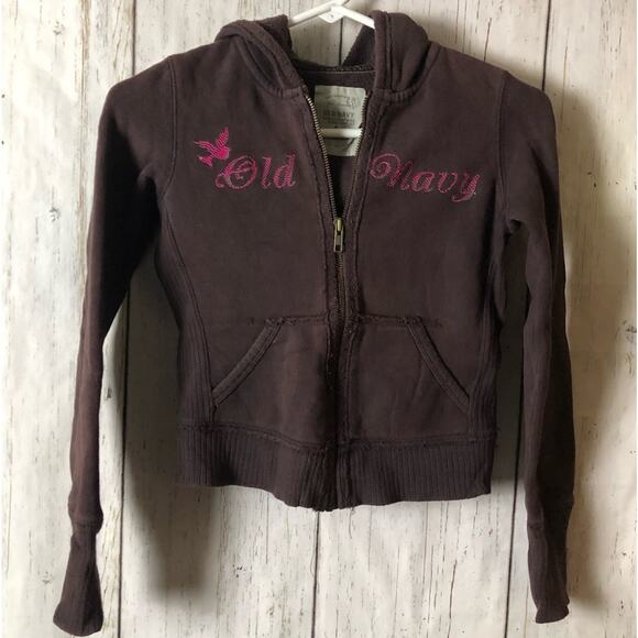 Old Navy Girls Brown  With Old Navy Logo Zip Front Sweatshirt Sz M - Picture 1 of 4